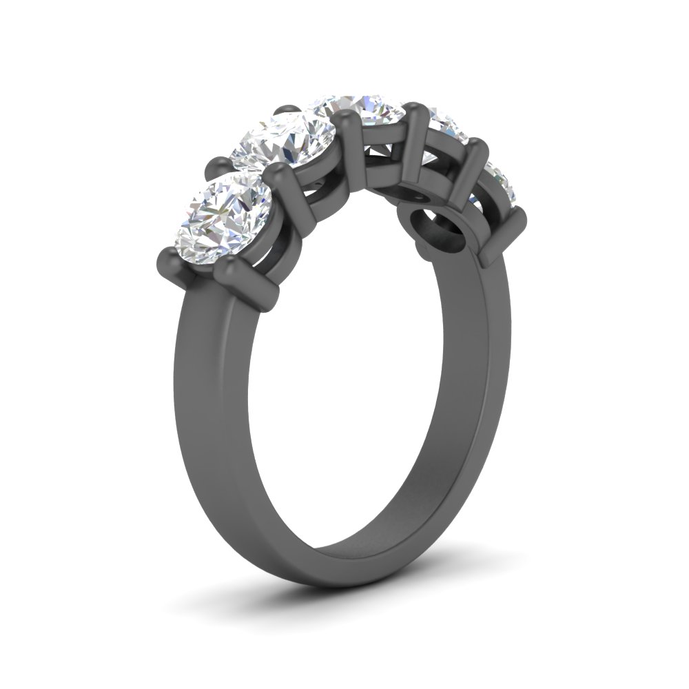 Five Stone Black Wedding Band 3 Carat with 14K Black Gold White Diamond
