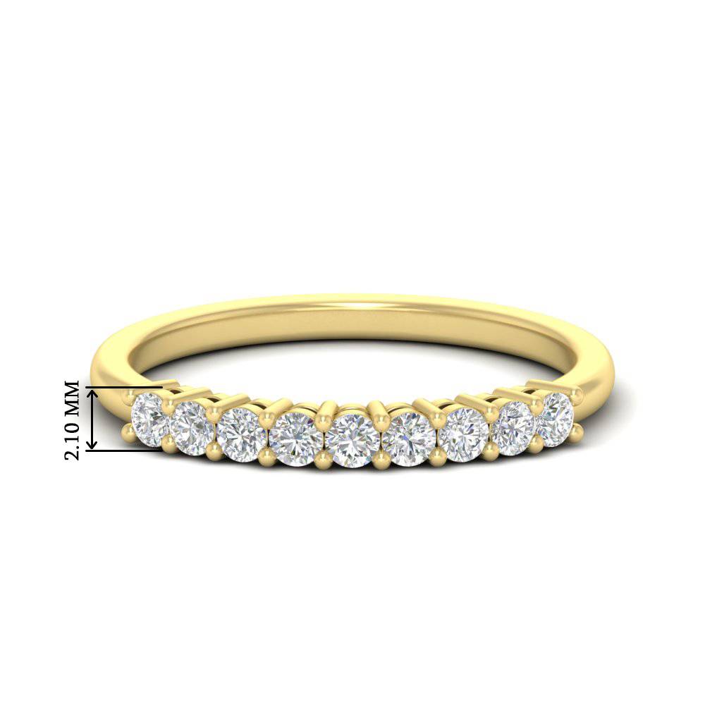 9 Stone Stackable Elegance Band with 14K Yellow Gold White Diamond