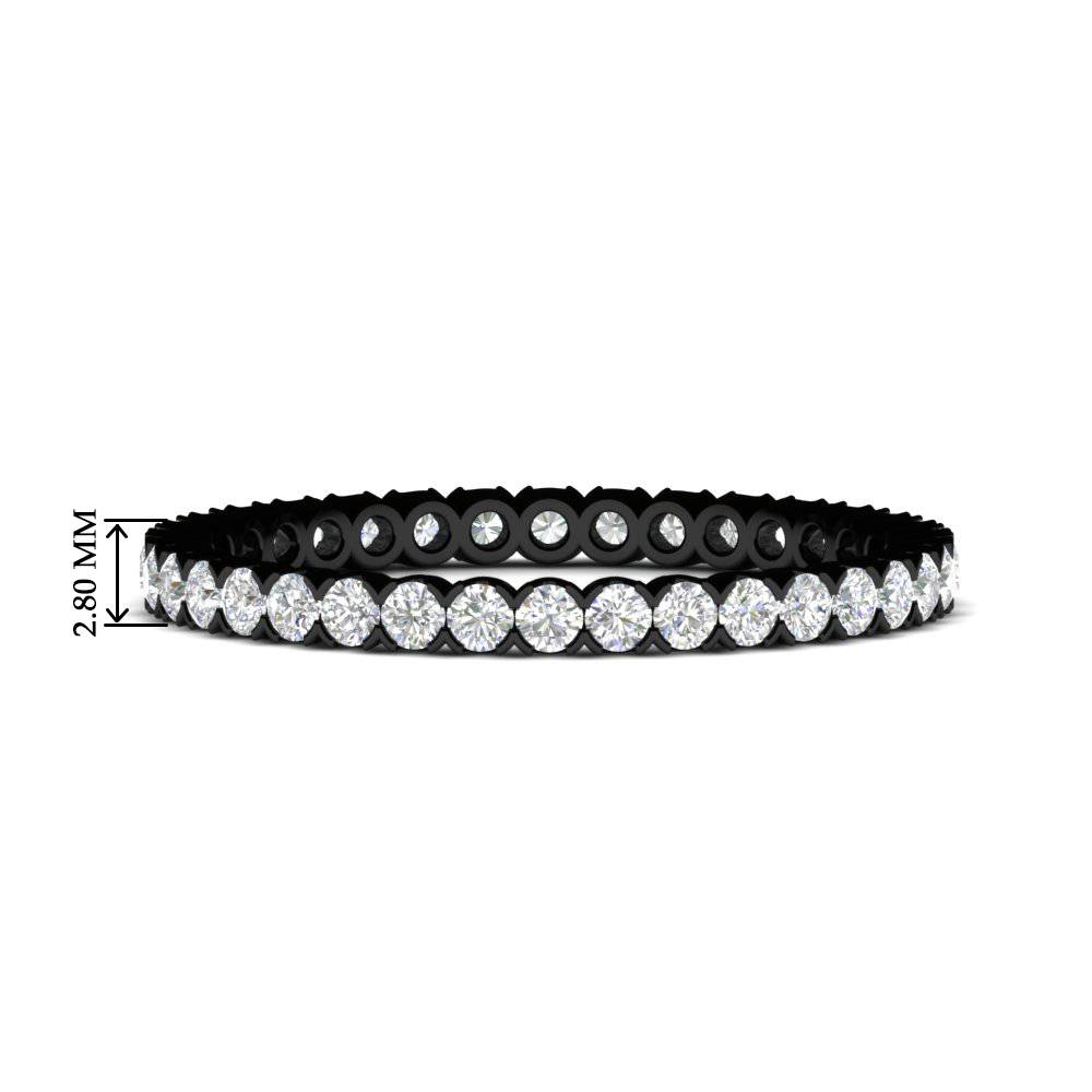 0.75 Carat Round Cut Bezel Set Black Eternity Band with 14K Black Gold White Diamond