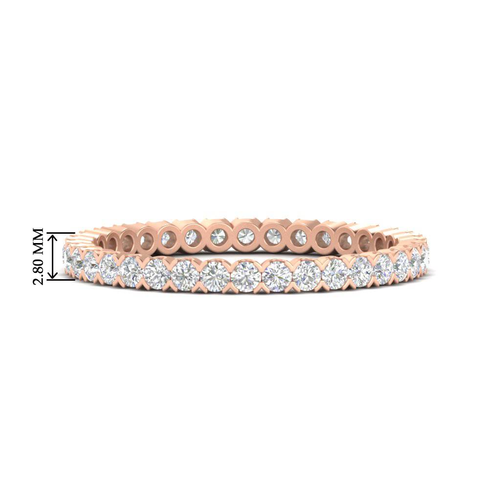 0.75 Carat Round Cut Bezel Set Eternity Band with 14K Rose Gold White Diamond