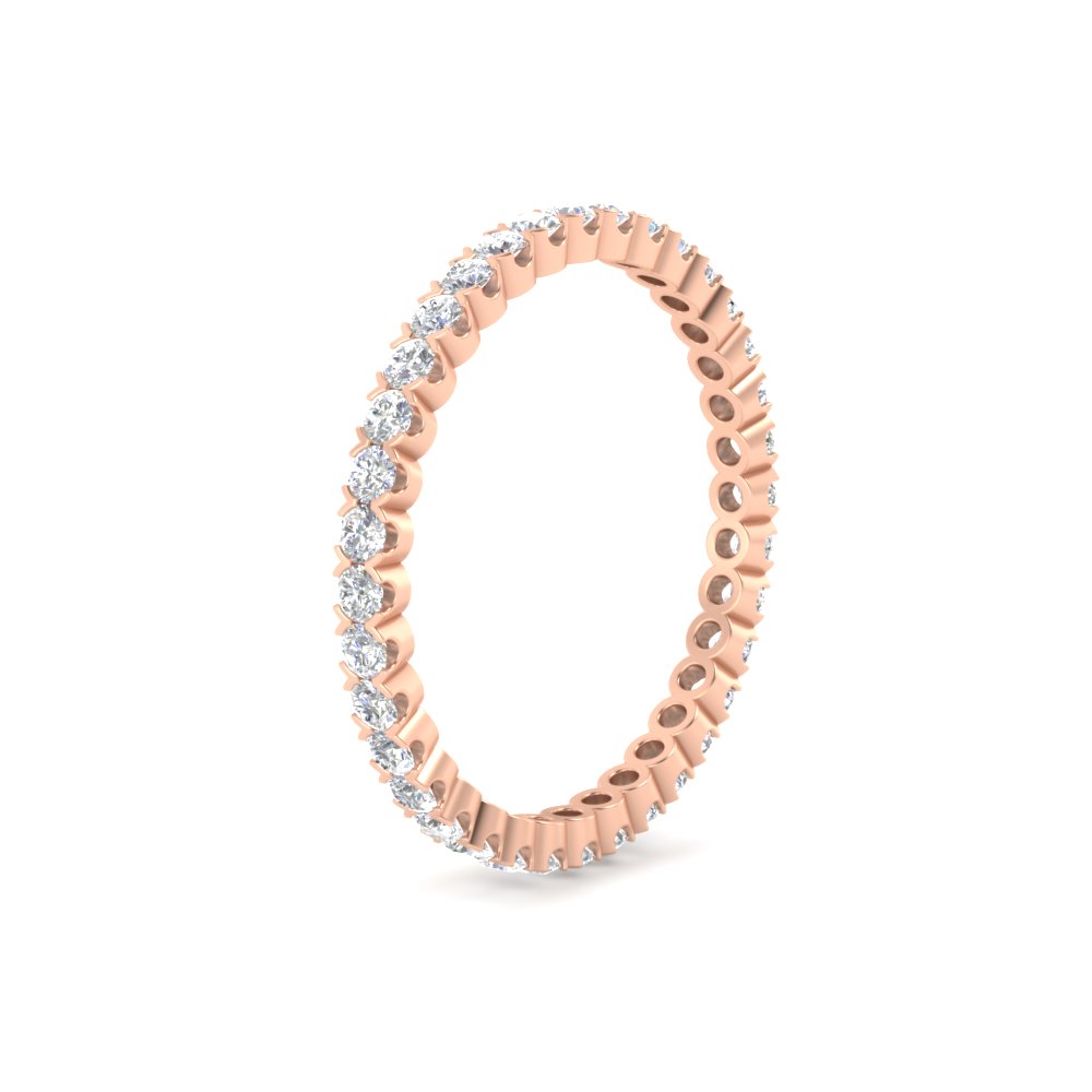 0.75 Carat Round Cut Bezel Set Eternity Band with 14K Rose Gold White Diamond