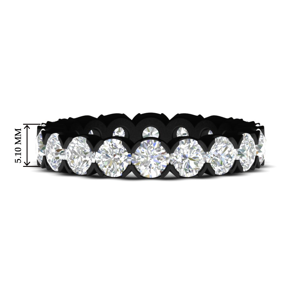 3.60 Carat Cirque Round Diamond Black Eternity Band with 14K Black Gold White Diamond