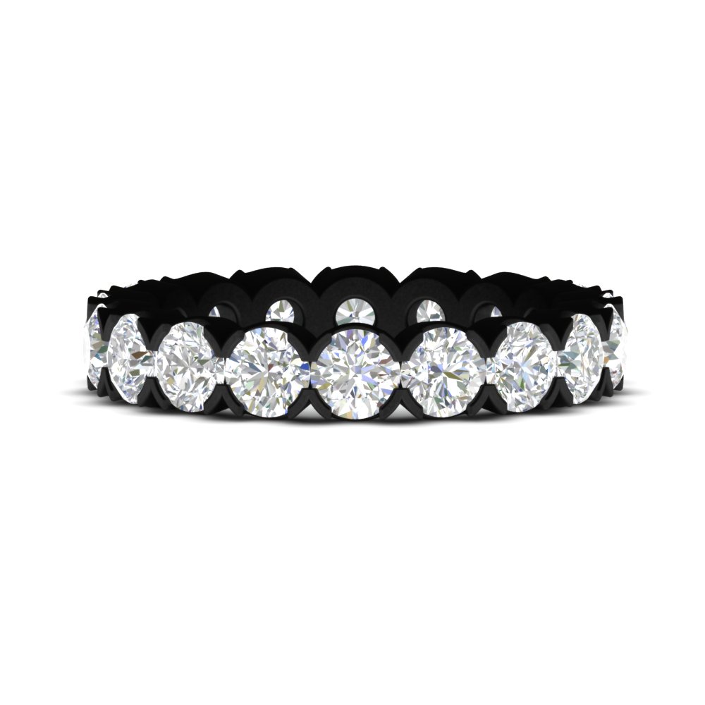 3.60 Carat Cirque Round Diamond Black Eternity Band with 14K Black Gold White Diamond