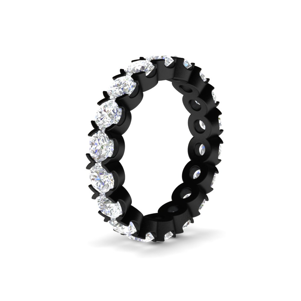 3.60 Carat Cirque Round Diamond Black Eternity Band with 14K Black Gold White Diamond