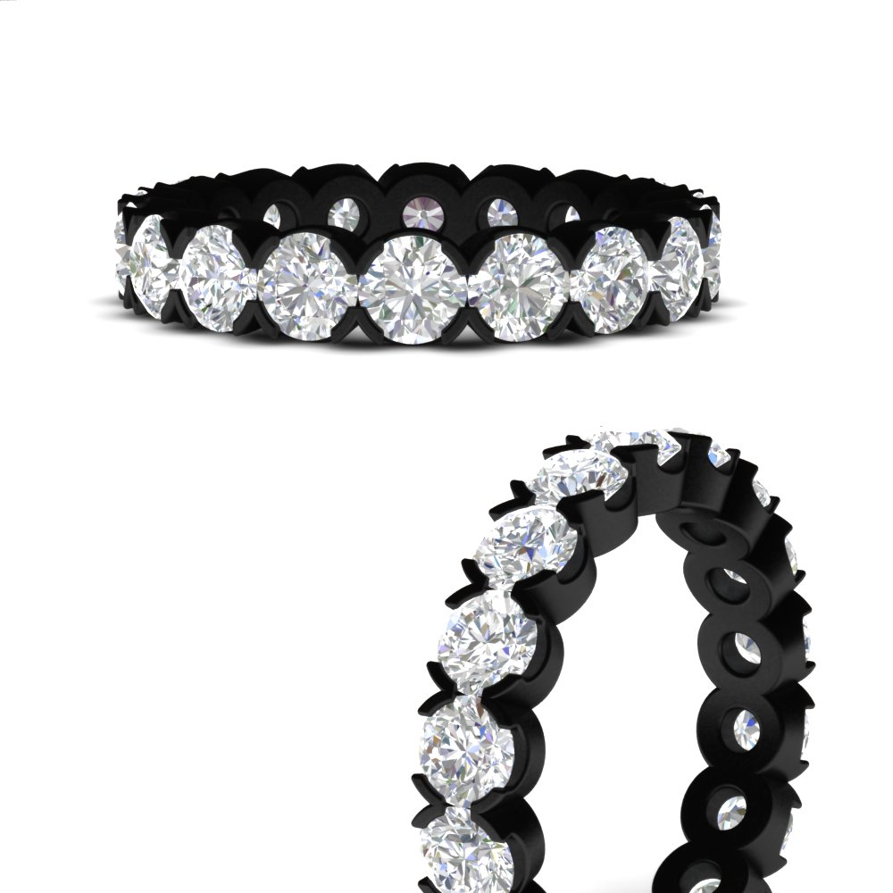 3.60 Carat Cirque Round Diamond Black Eternity Band with 14K Black Gold White Diamond