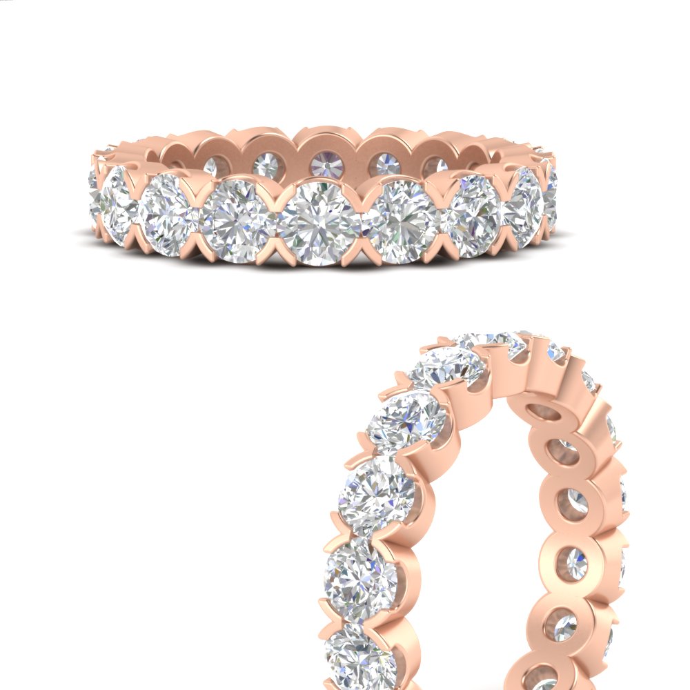 3.60 Carat Cirque Round Diamond Eternity Band with 14K Rose Gold White Diamond