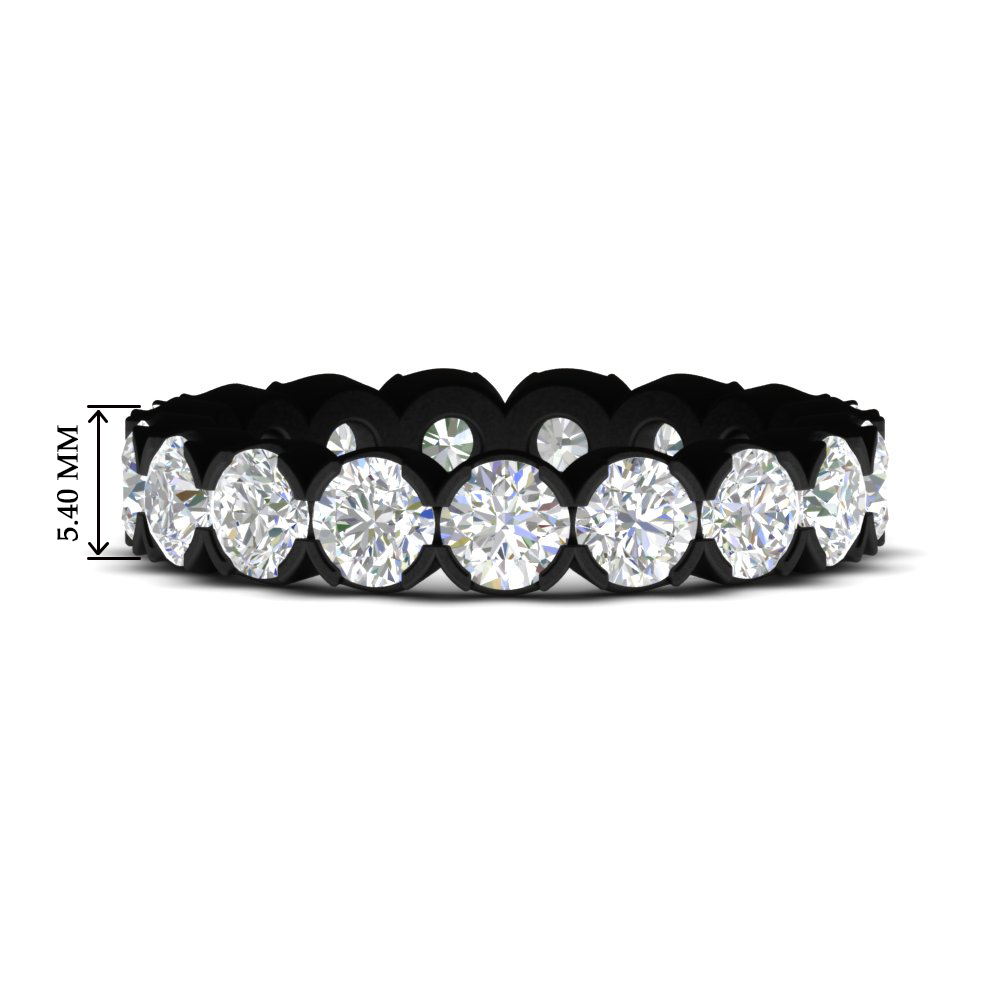 4.25 Carat Round Diamond Bezel Droplet Black Wedding Band with 14K Black Gold White Diamond