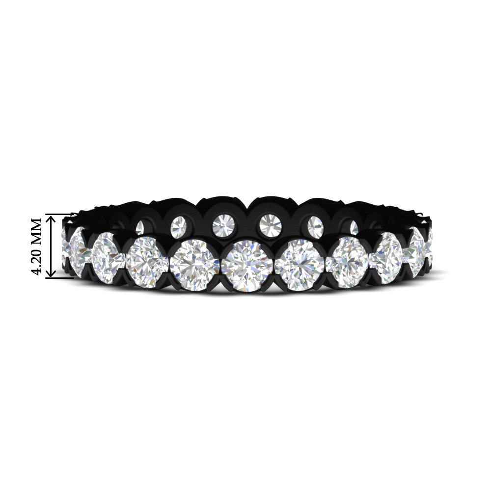 Altimate Round Diamond 2 Carat Full Eternity Black Ring with 14K Black Gold White Diamond
