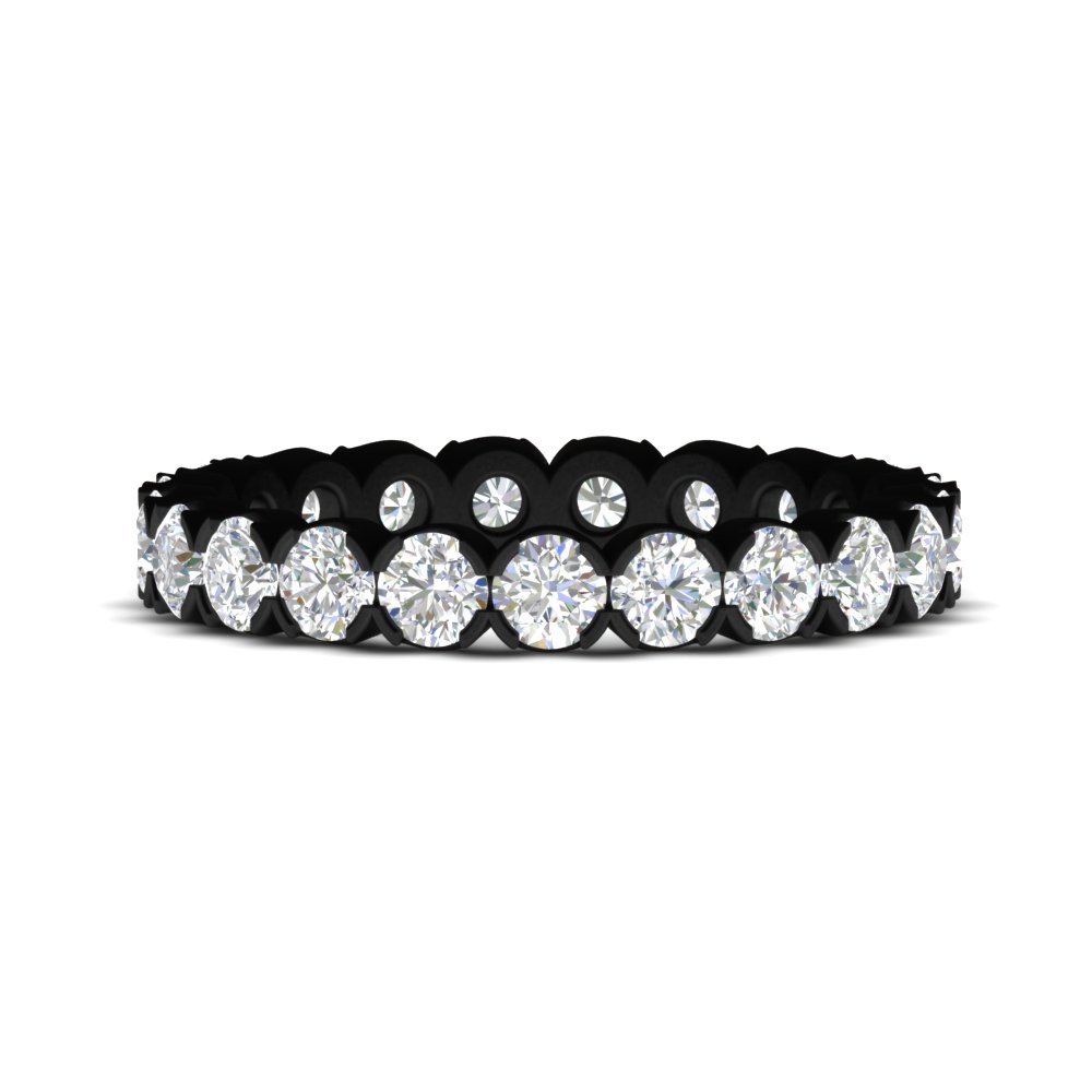 Altimate Round Diamond 2 Carat Full Eternity Black Ring with 14K Black Gold White Diamond