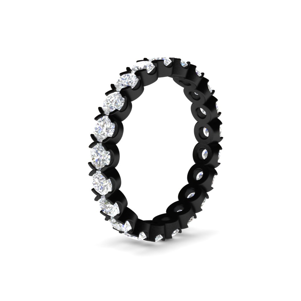 Altimate Round Diamond 2 Carat Full Eternity Black Ring with 14K Black Gold White Diamond