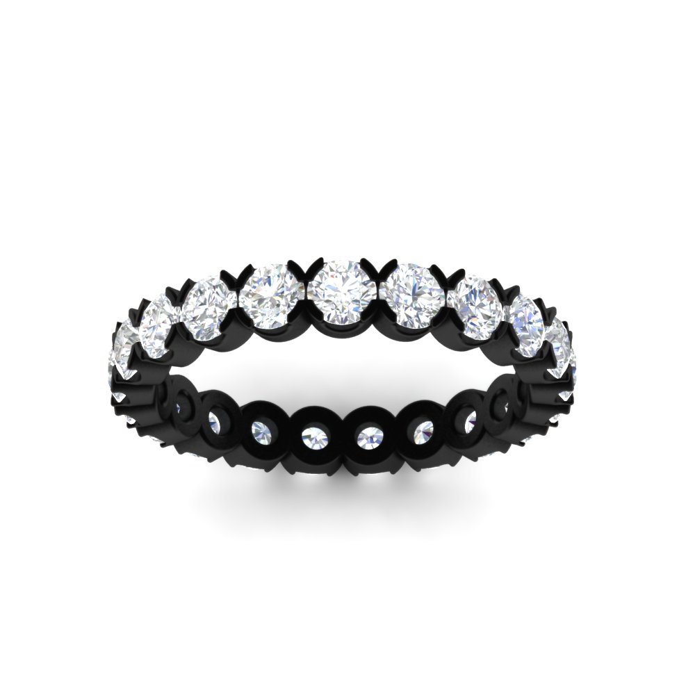 Altimate Round Diamond 2 Carat Full Eternity Black Ring with 14K Black Gold White Diamond