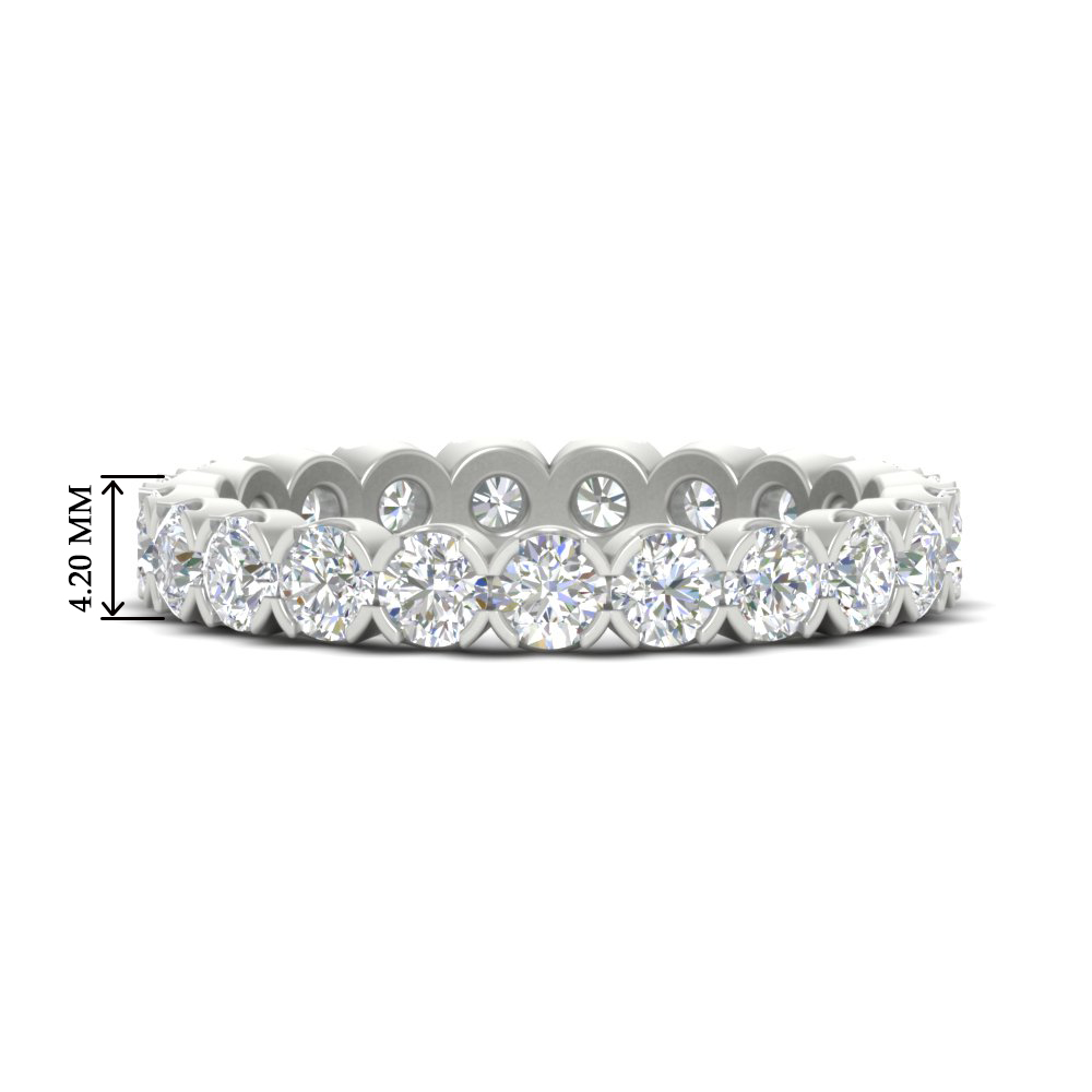 Altimate Round Diamond 2 Carat Full Eternity Wedding Ring with 14K White Gold White Diamond