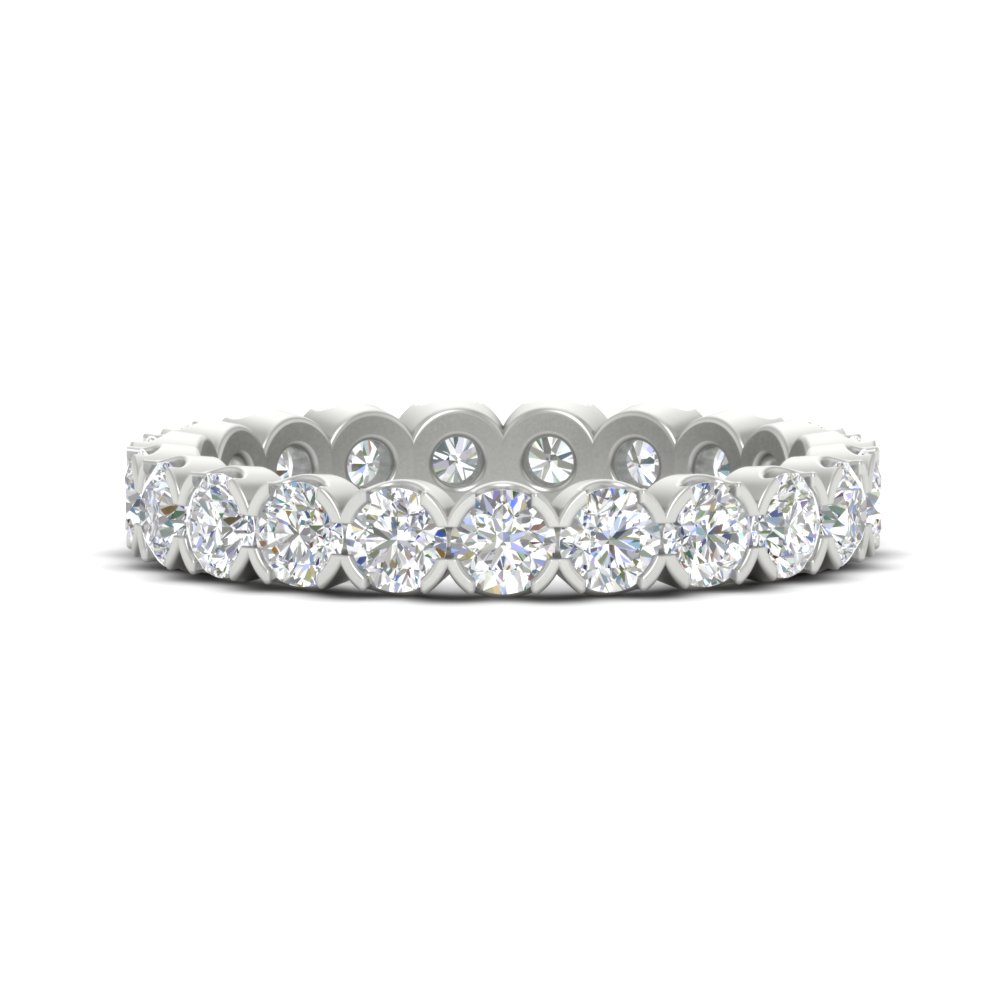 Altimate Round Diamond 2 Carat Full Eternity Wedding Ring with 14K White Gold White Diamond