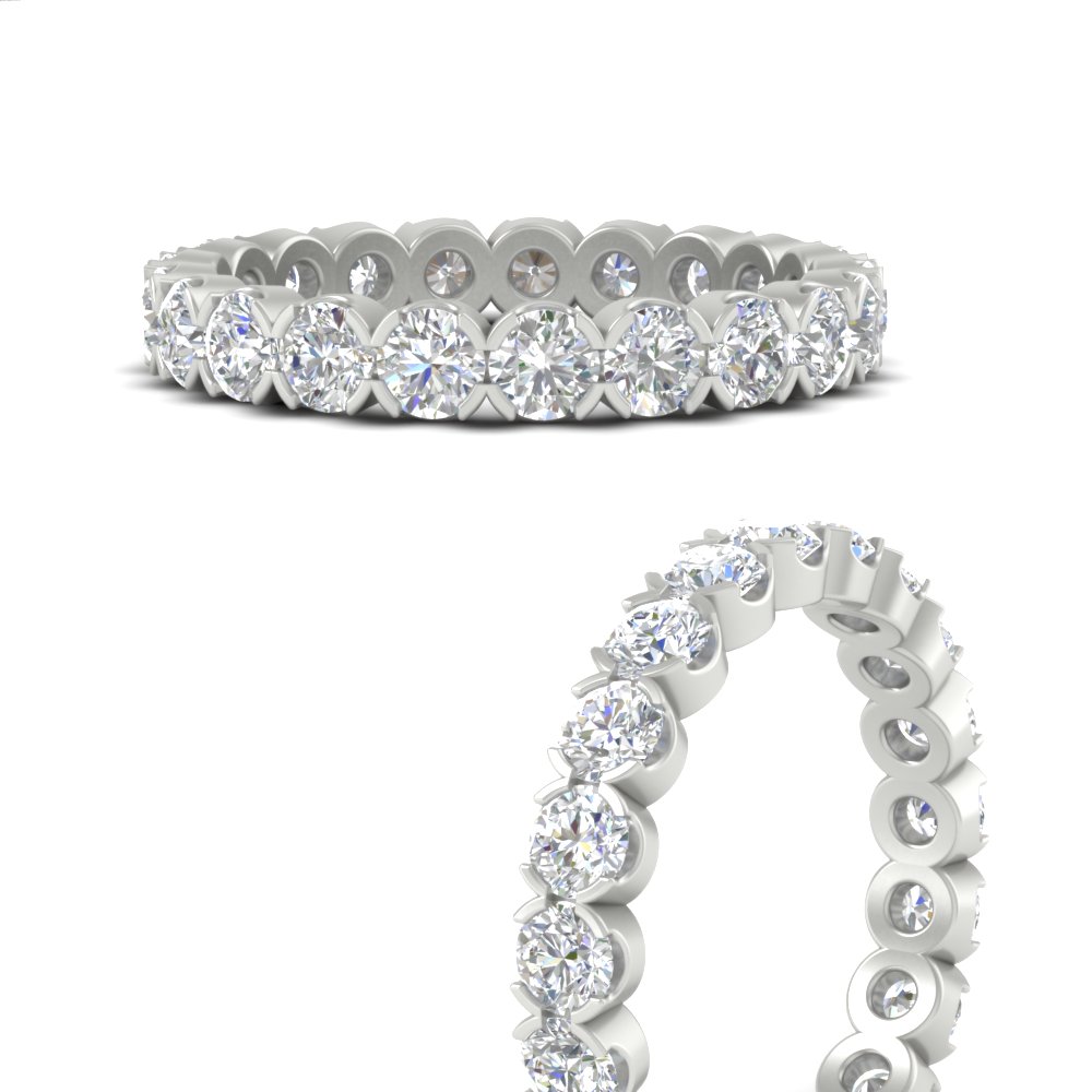 Altimate Round Diamond 2 Carat Full Eternity Wedding Ring with 14K White Gold White Diamond