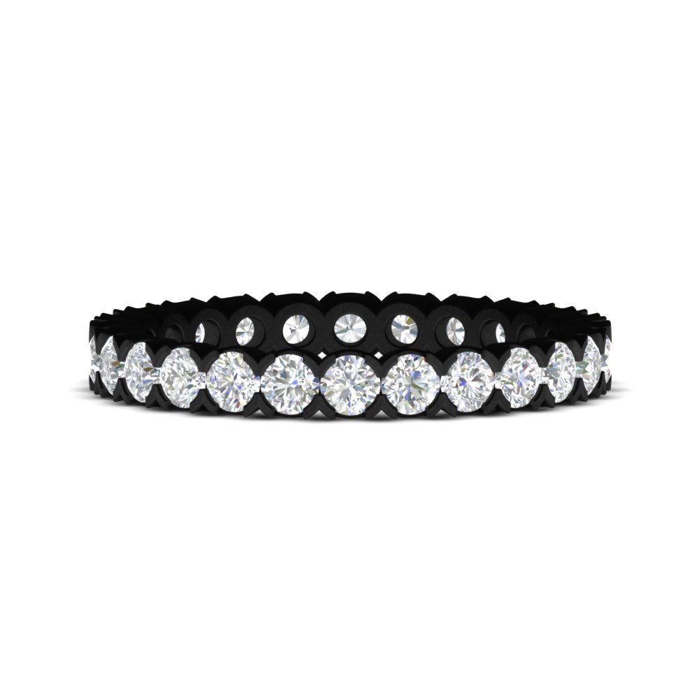 Classic Round 1.30 Carat Bezel Black Eternity Band with 14K Black Gold White Diamond