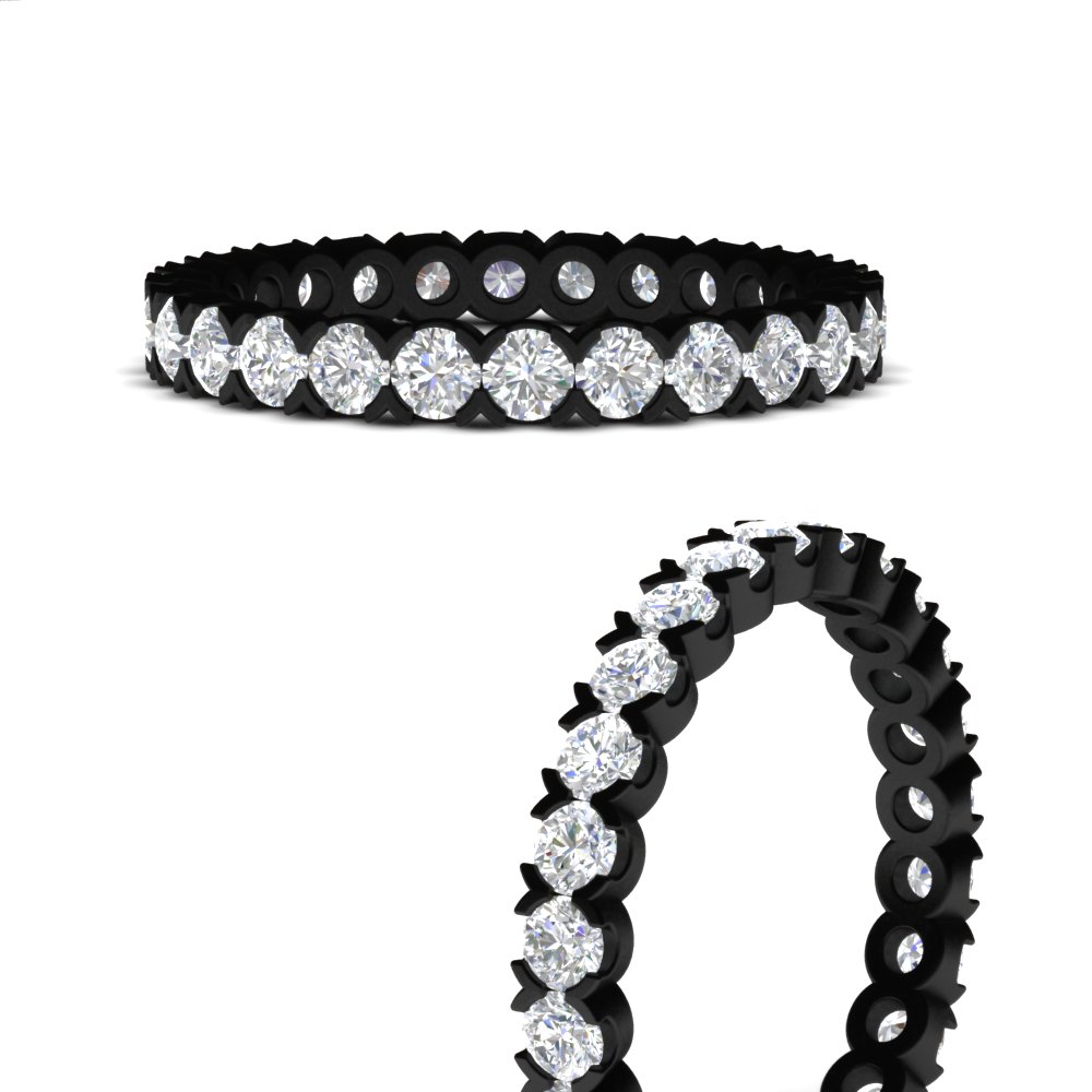 Classic Round 1.30 Carat Bezel Black Eternity Band with 14K Black Gold White Diamond