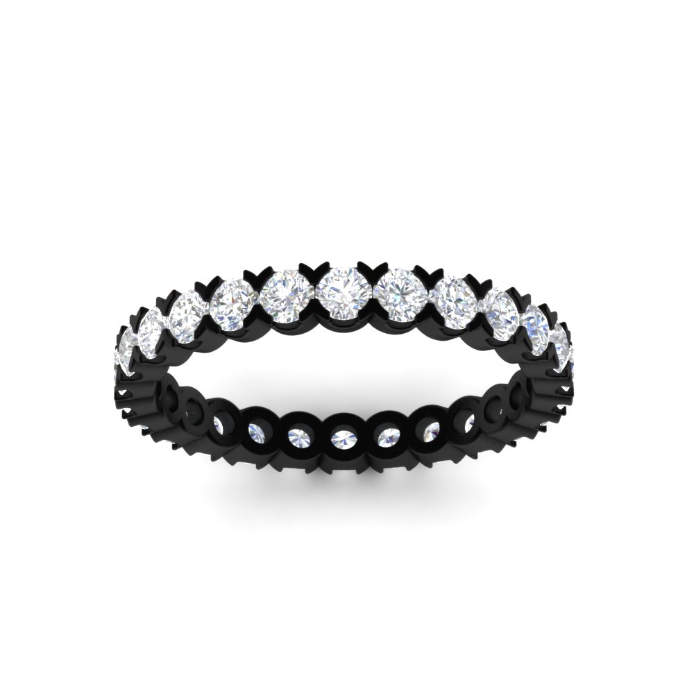 Classic Round 1.30 Carat Bezel Black Eternity Band with 14K Black Gold White Diamond
