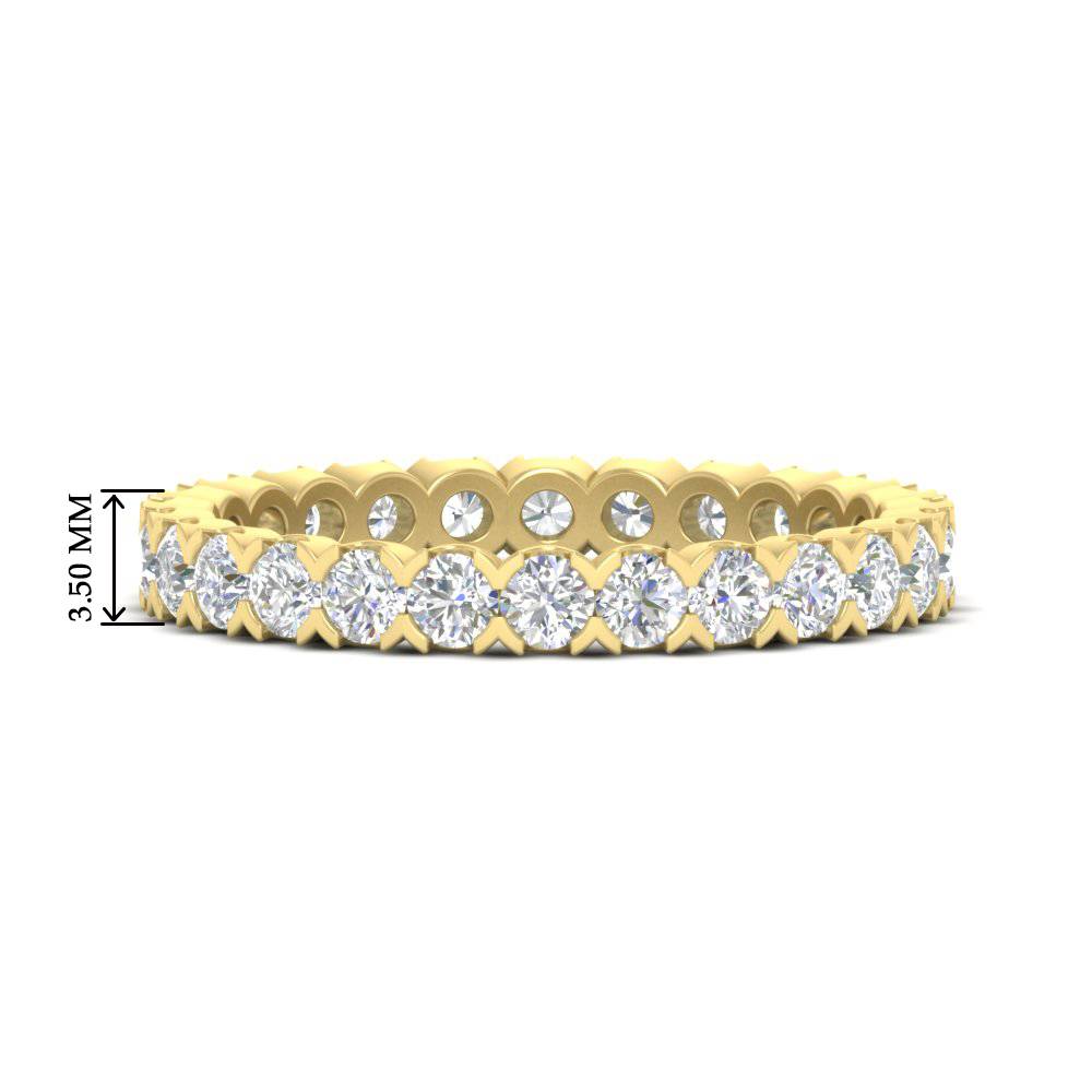 Classic Round Cut 1.30 Carat Bezel Set Eternity Wedding Band with 14K Yellow Gold White Diamond