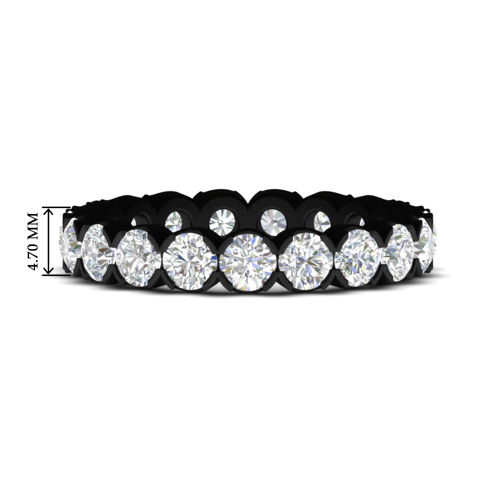 Eternity East West Bezel 2.85 Carat Diamond Black Ring with 14K Black Gold White Diamond