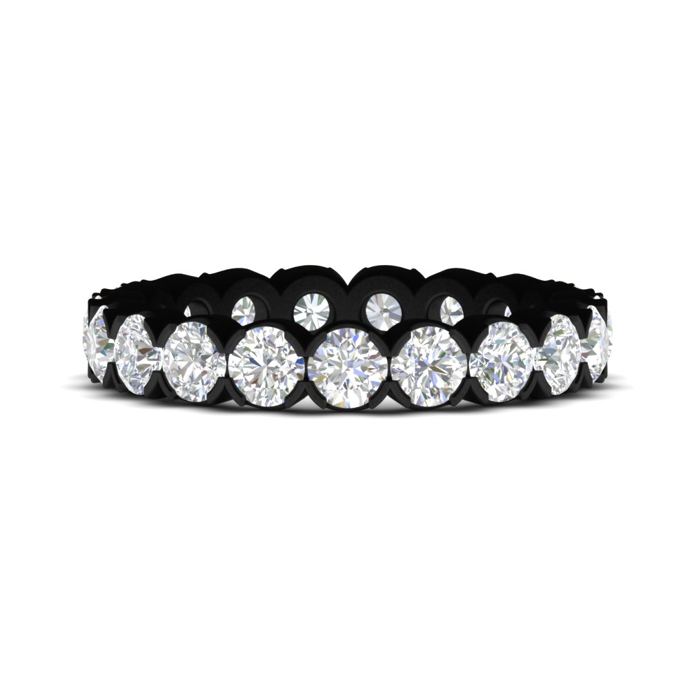 Eternity East West Bezel 2.85 Carat Diamond Black Ring with 14K Black Gold White Diamond