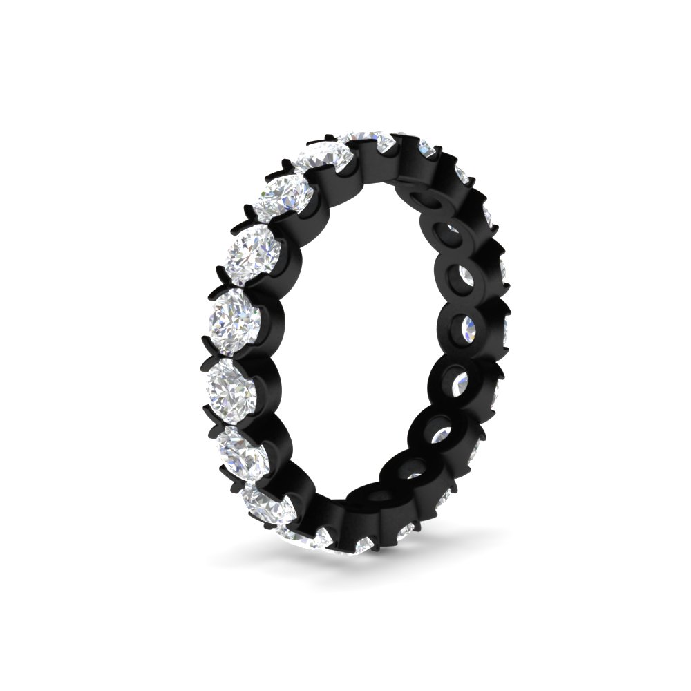 Eternity East West Bezel 2.85 Carat Diamond Black Ring with 14K Black Gold White Diamond
