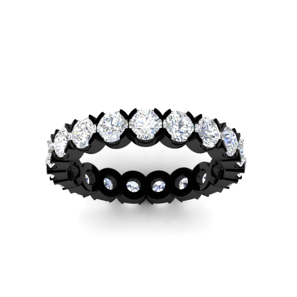 Eternity East West Bezel 2.85 Carat Diamond Black Ring with 14K Black Gold White Diamond