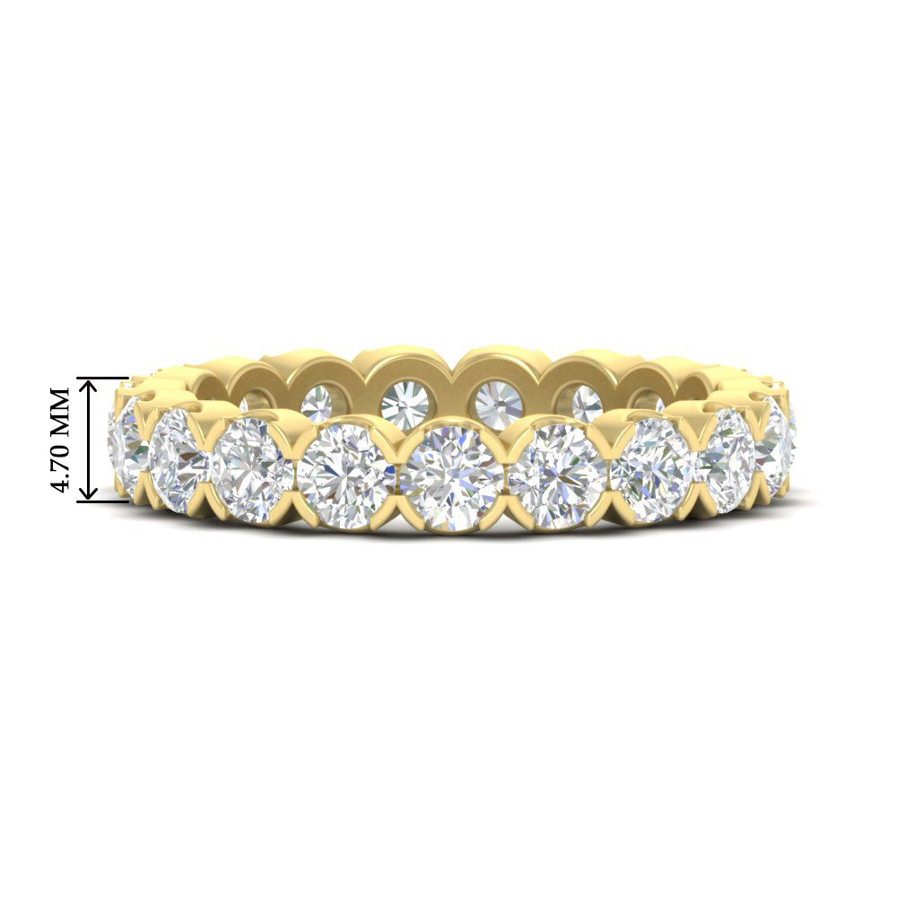 Eternity East West Bezel Set 2.85 Carat Diamond Wedding Band with 14K Yellow Gold White Diamond