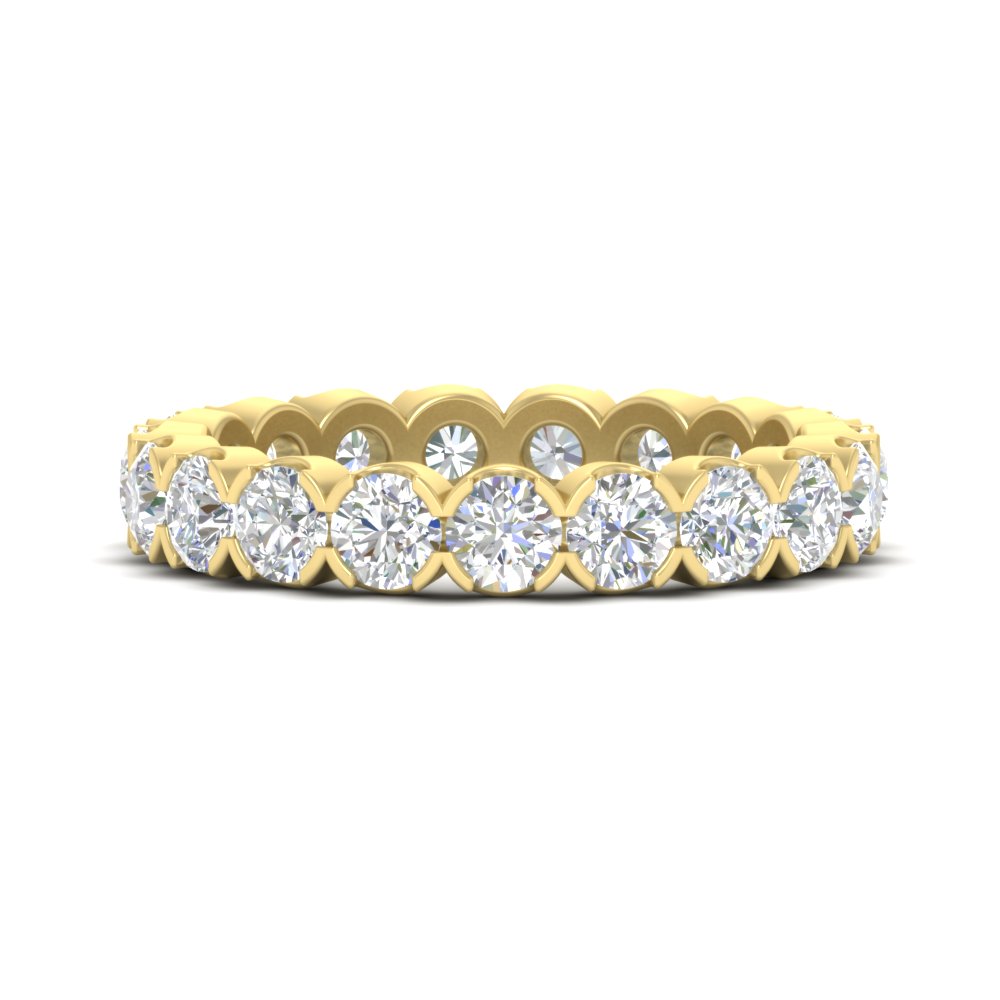 Eternity East West Bezel Set 2.85 Carat Diamond Wedding Band with 14K Yellow Gold White Diamond