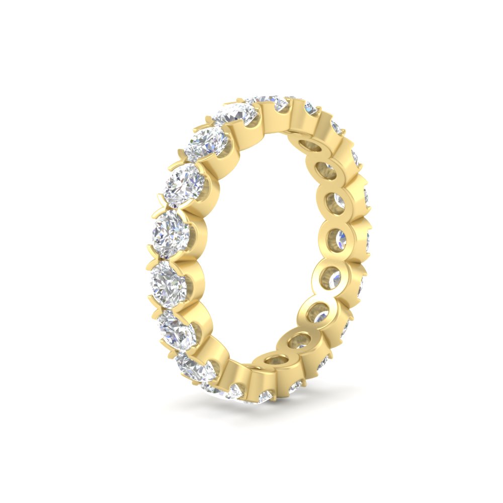 Eternity East West Bezel Set 2.85 Carat Diamond Wedding Band with 14K Yellow Gold White Diamond
