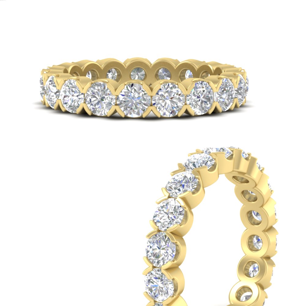 Eternity East West Bezel Set 2.85 Carat Diamond Wedding Band with 14K Yellow Gold White Diamond