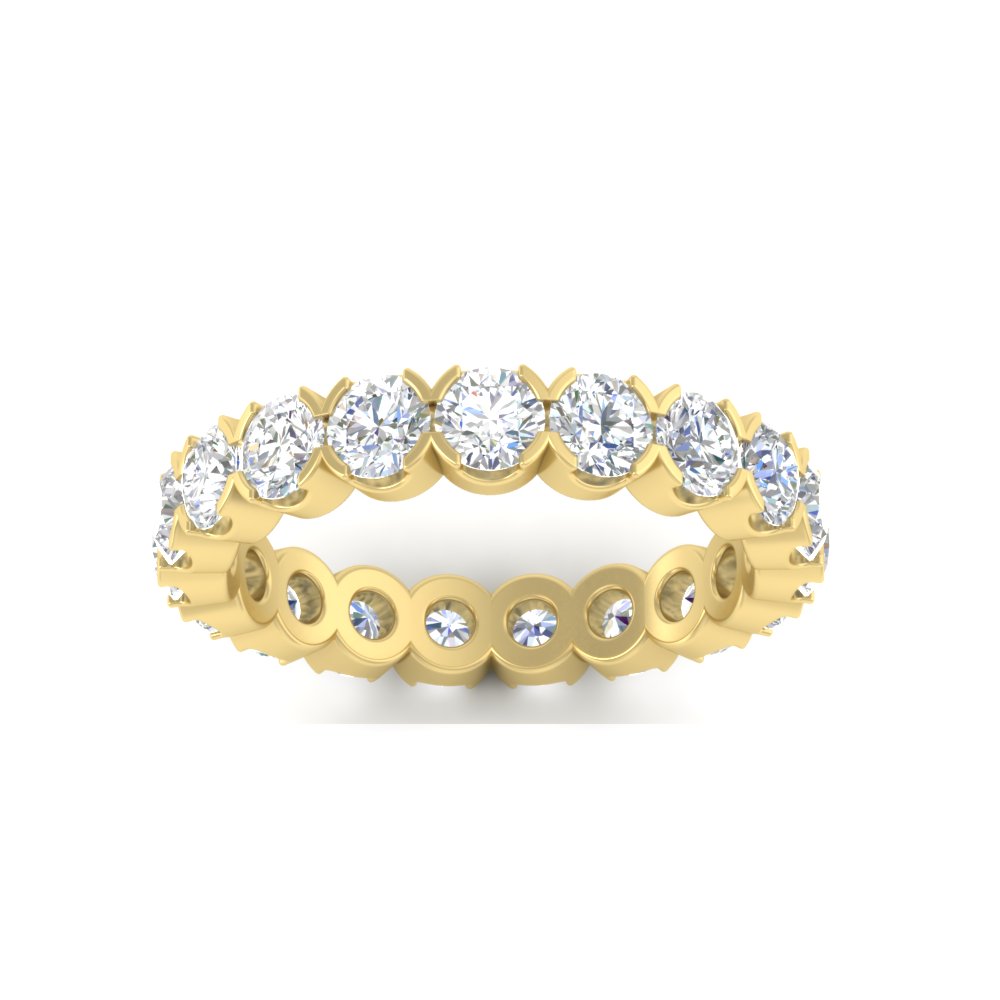 Eternity East West Bezel Set 2.85 Carat Diamond Wedding Band with 14K Yellow Gold White Diamond