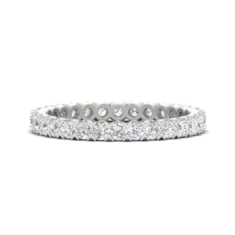 Perfect Bezel Set 0.90 Carat Round Eternity Band with 14K White Gold White Diamond