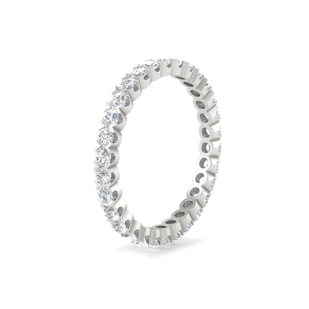 Perfect Bezel Set 0.90 Carat Round Eternity Band with 14K White Gold White Diamond