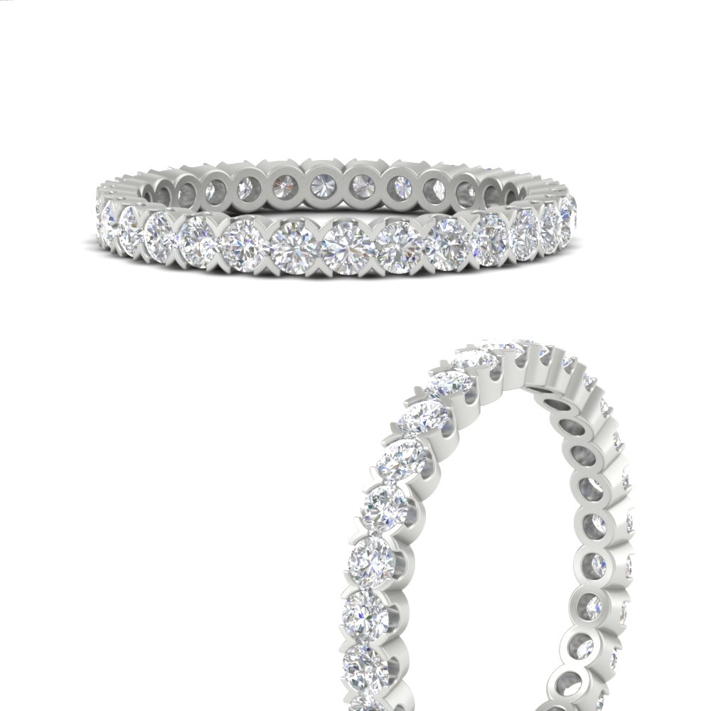 Perfect Bezel Set 0.90 Carat Round Eternity Band with 14K White Gold White Diamond