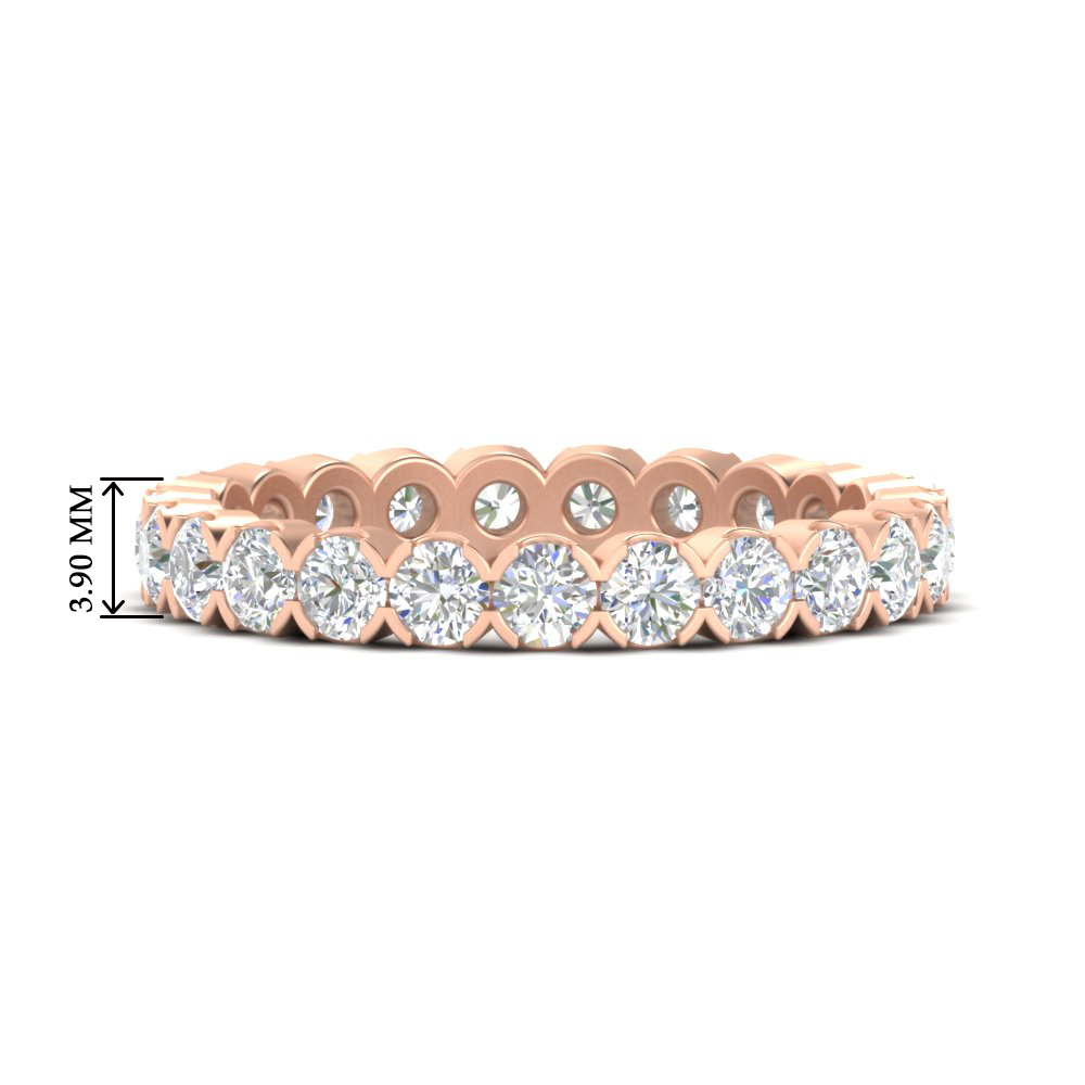 Round Cut Full Eternity 1.60 Carat Diamond Wedding Band with 14K Rose Gold White Diamond