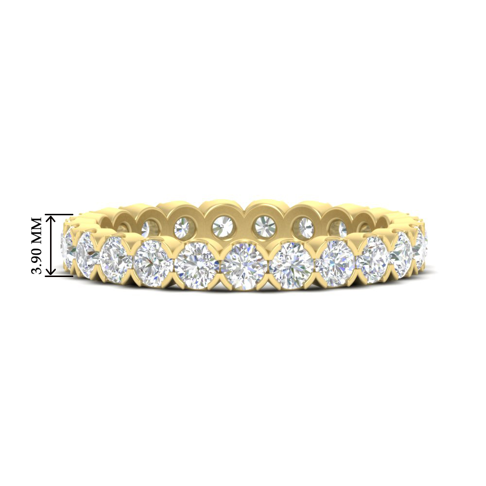  Round Cut Full Eternity 1.60 Carat Diamond Wedding Band with White Diamond 14K Yellow Gold