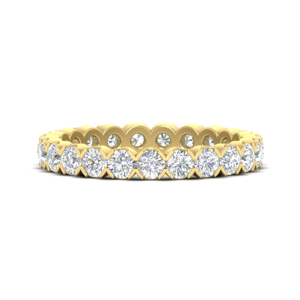  Round Cut Full Eternity 1.60 Carat Diamond Wedding Band with White Diamond 14K Yellow Gold