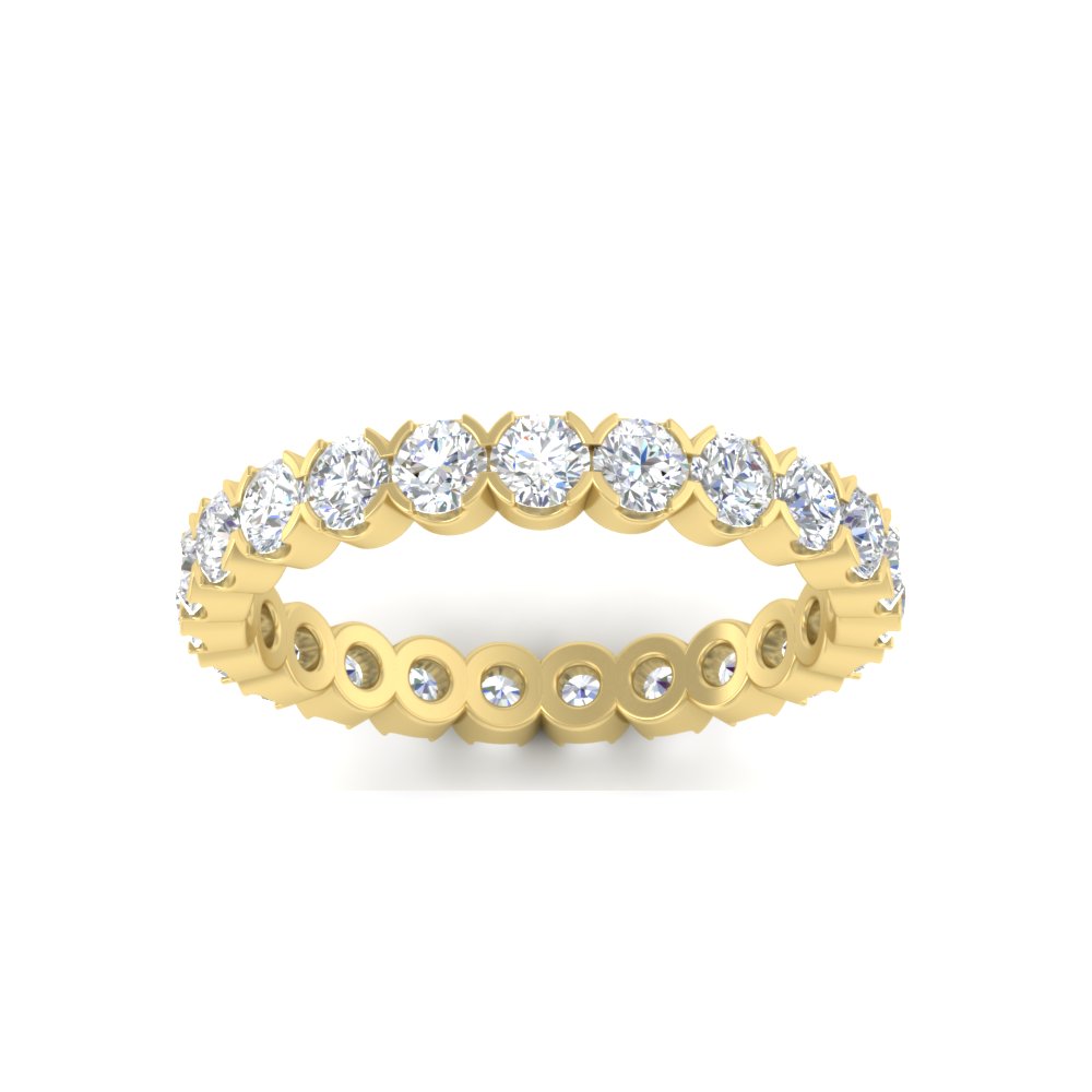  Round Cut Full Eternity 1.60 Carat Diamond Wedding Band with White Diamond 14K Yellow Gold