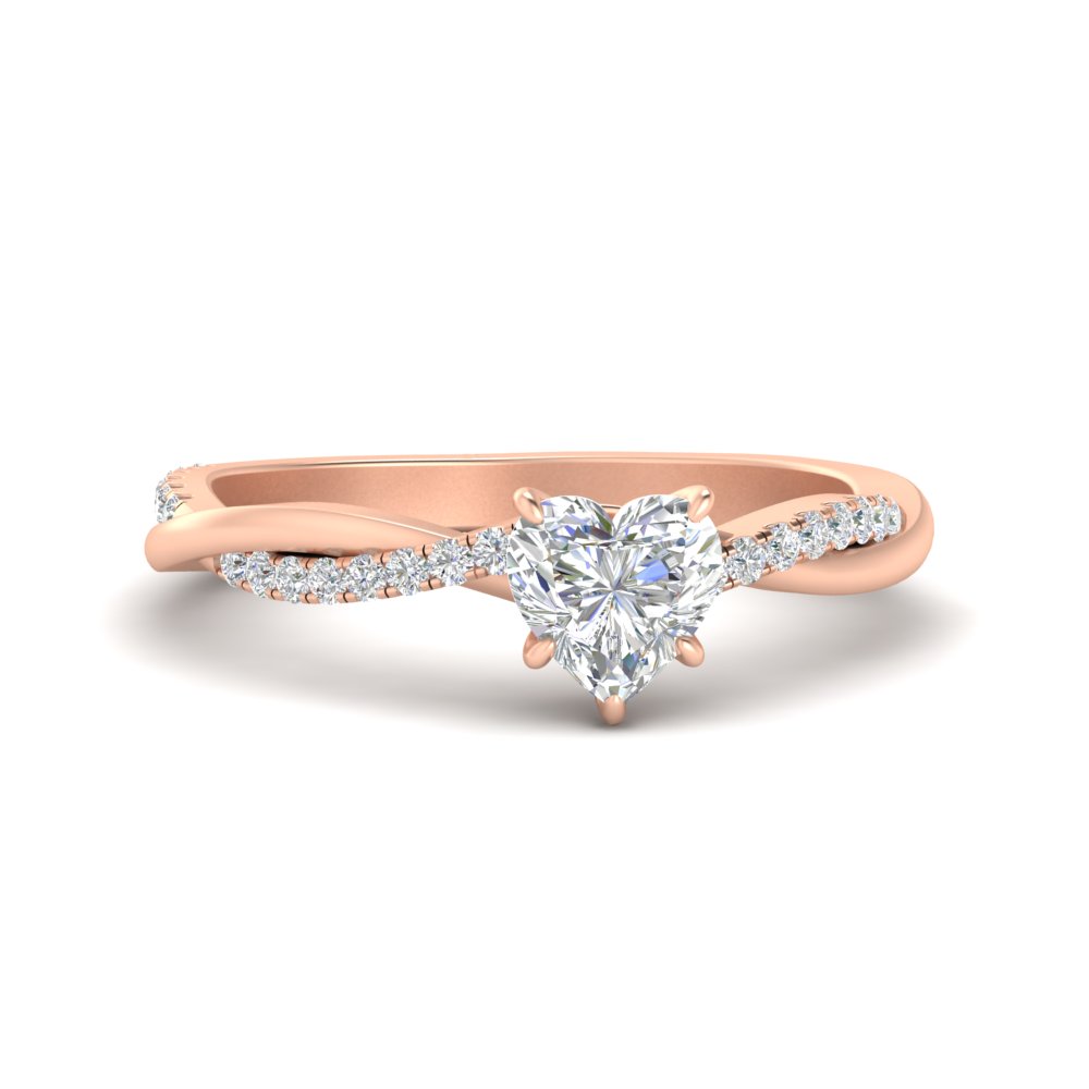 0.50 Carat Heart Shaped Diamond Promise Ring with 14K Rose Gold White Diamond