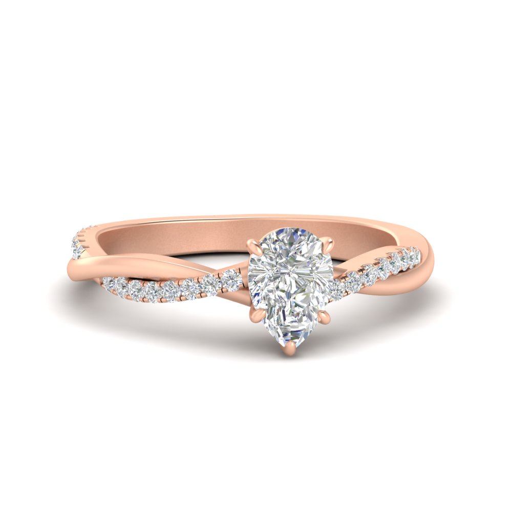 0.50 Ct. Pear And Round Diamond Ring with 14K Rose Gold White Diamond