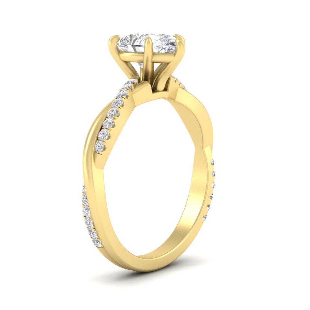 1 Carat Pear Diamond Proposal Ring with 14K Yellow Gold White Diamond