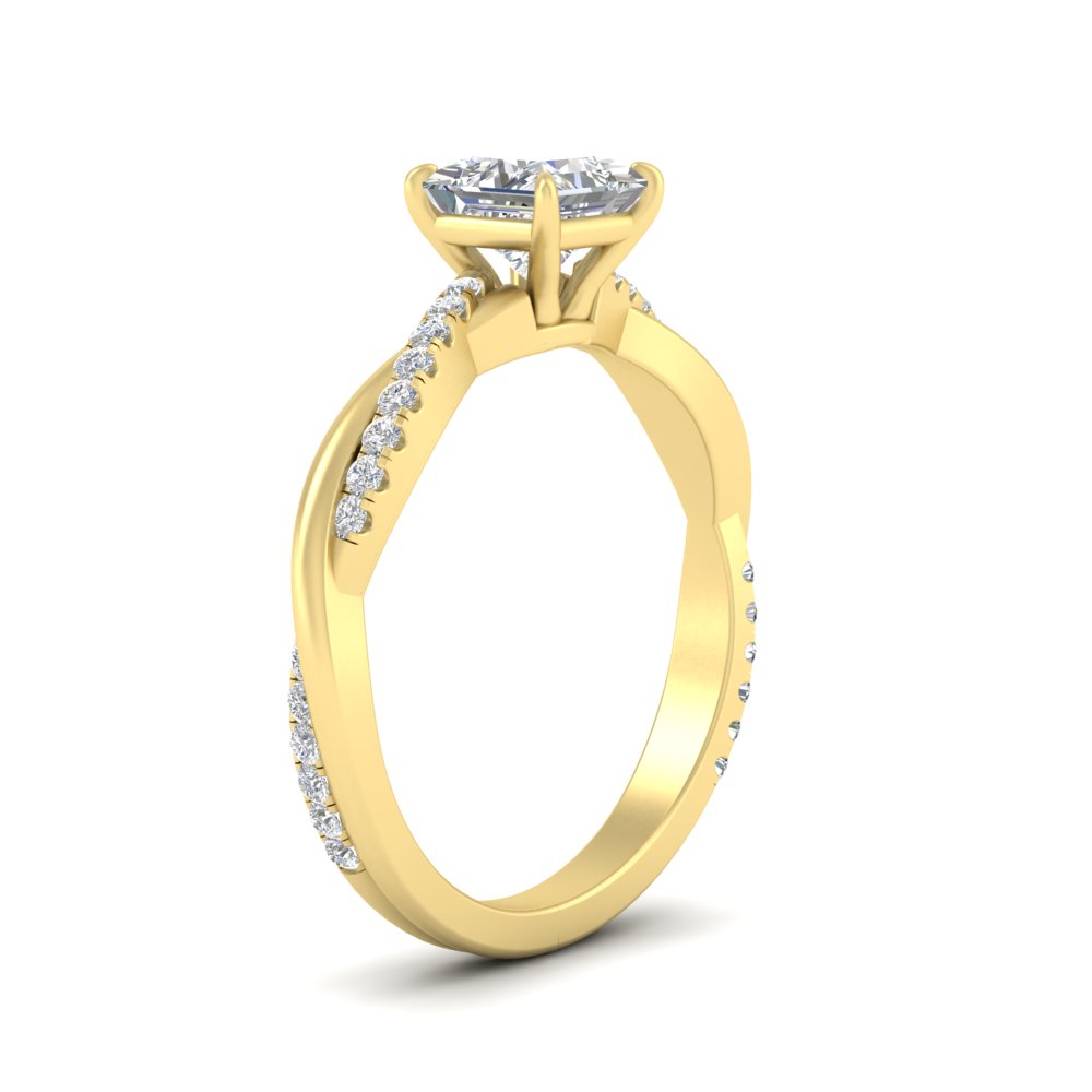 1 Carat Princess Diamond Stylish Wedding Ring with White Diamond in 14K Yellow Gold