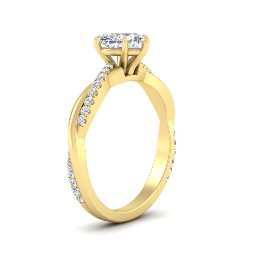 1 Carat Twisted Heart Shaped Diamond Ring with 14K Yellow Gold White Diamond