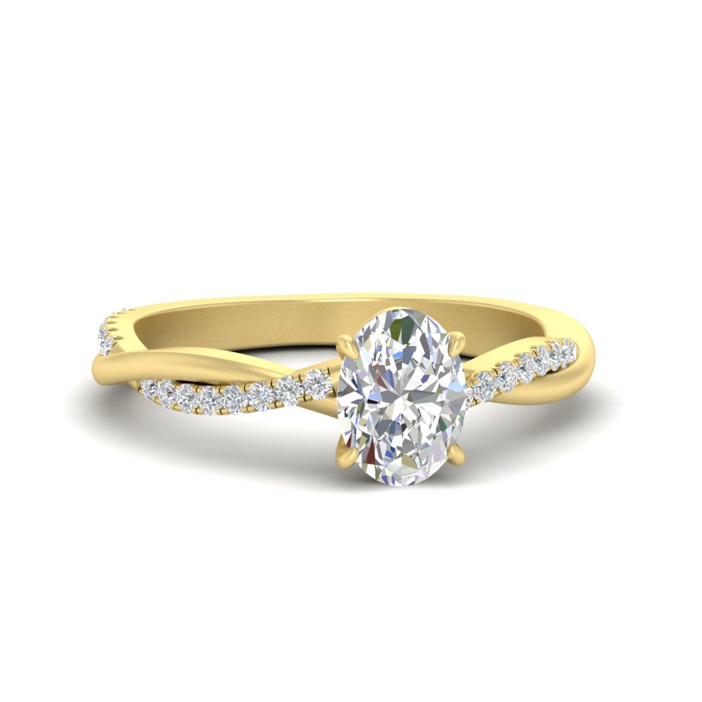 1 Ct. Oval Diamond Twist Infinity Ring with 14K Yellow Gold White Diamond