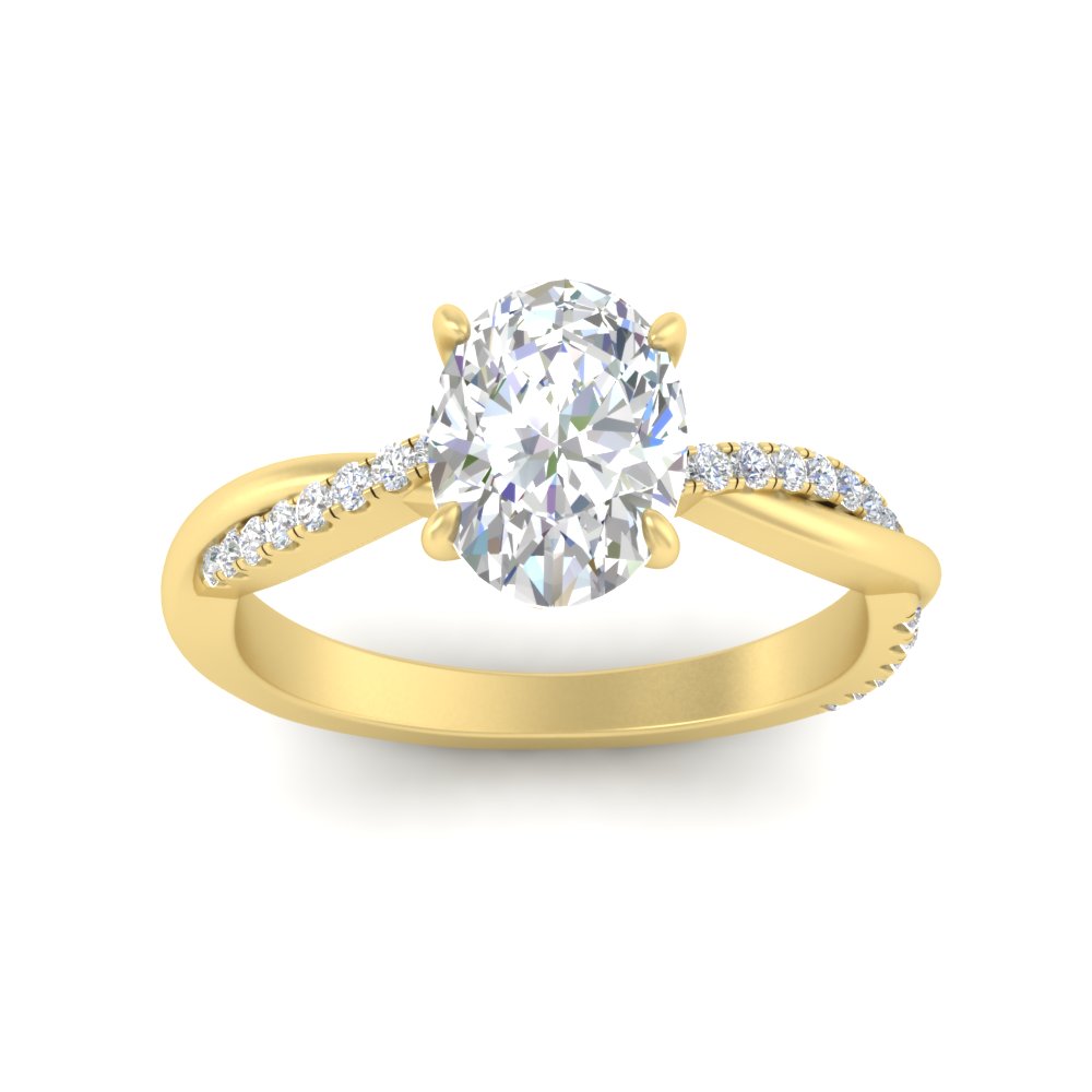 1 Ct. Oval Diamond Twist Infinity Ring with 14K Yellow Gold White Diamond