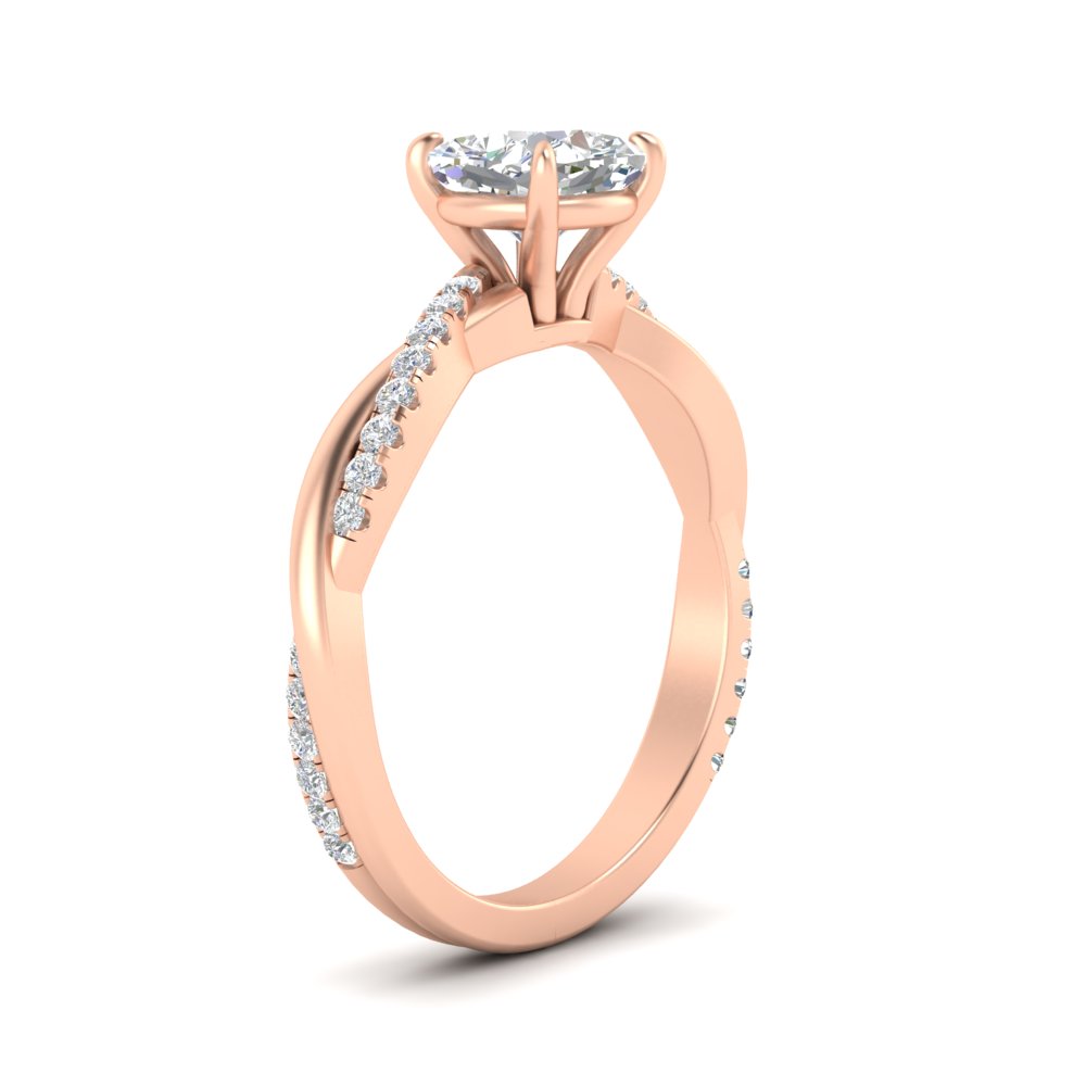 1.50 Ct. Cushion Diamond Twisted Ring with 14K Rose Gold White Diamond
