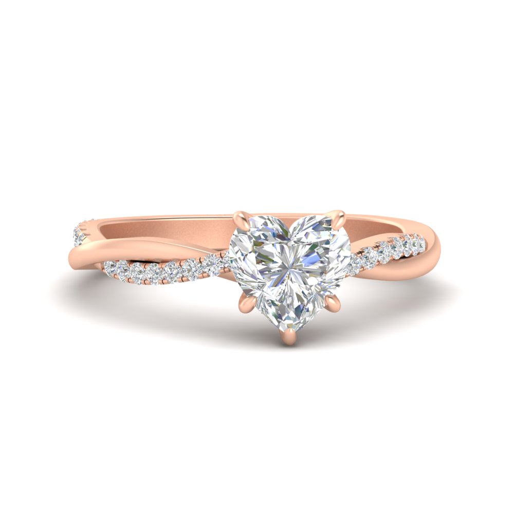 1.50 Ct. Heart Shaped Diamond Ring with 14K Rose Gold White Diamond