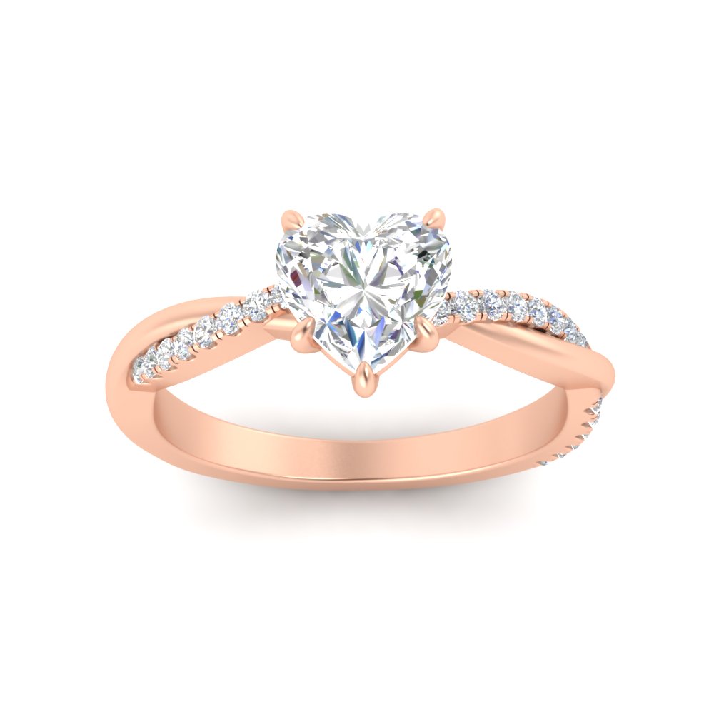 1.50 Ct. Heart Shaped Diamond Ring with 14K Rose Gold White Diamond