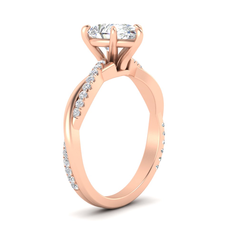 1.50 Ct. Pear Diamond Twist Ring with 14K Rose Gold White Diamond