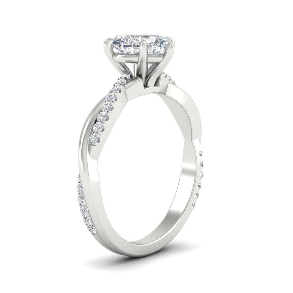 2 Carat Heart Shaped Diamond Twisted Ring with 14K White Gold White Diamond